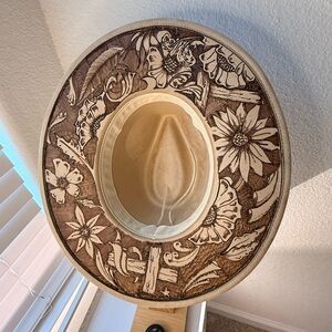 RODEO Khaki Suede(ish) Polyester Western Cowgirl ready to wear wide brim Hat